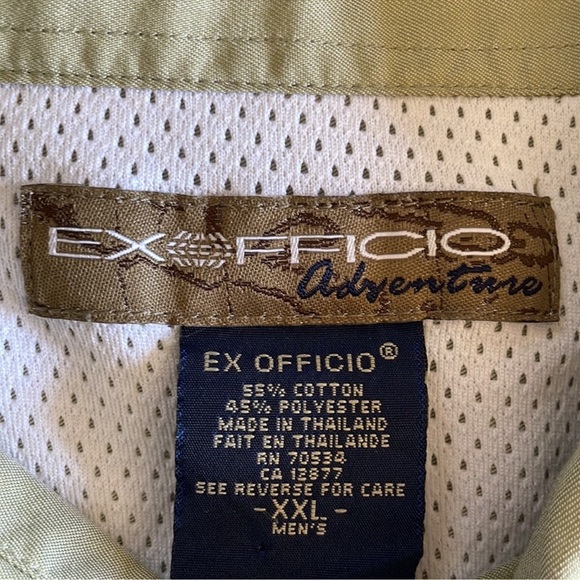Ex Officio Adventure Shirt Vented Long Sleeve Khaki Fishing Outdoor Shirt XXL - Picture 3 of 15